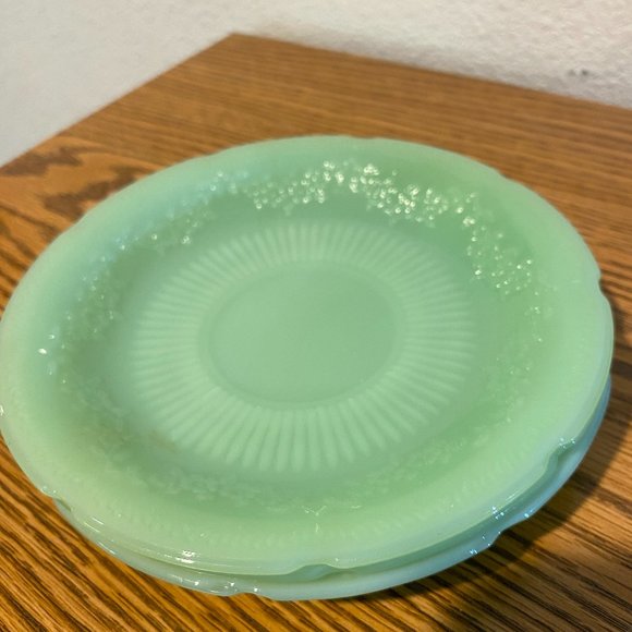 Three Vintage Fire King Green Saucers - Picture 8 of 8